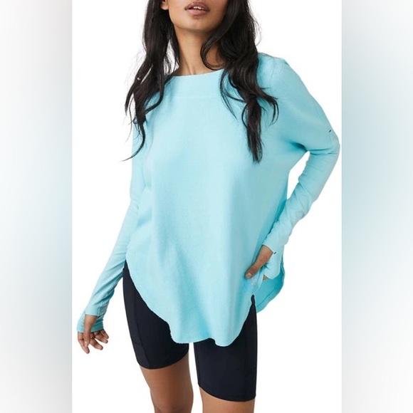FP MOVEMENT Simply Layer Long Sleeve Open Back Oversized Top Blue Glow - Picture 5 of 14